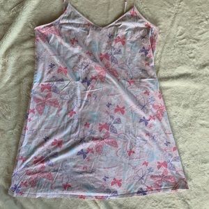 Y2K PINK Pastel Pink & Purple Butterfly Print Cotton Mini Dress Size L